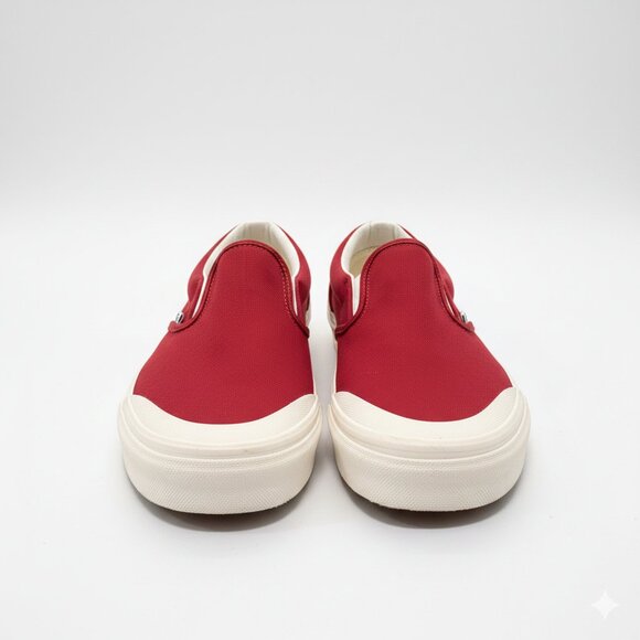 Vans Classic Red Slip-On Sneakers - Excellent  Condition - Size Men's 10.5 - Picture 2 of 11